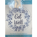Get Well Blue Floral Balloon