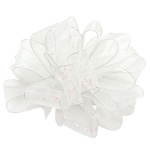 White decorative gift bow with pink speckles