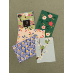 Five decorative greeting cards with floral and geometric patterns