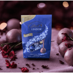 Lindt Lindor dark chocolate truffles box surrounded by chocolate truffles