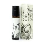 Coconut sandalwood perfume bottle beside its matching box