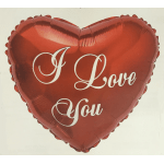 Red heart-shaped balloon with the words "I Love You"