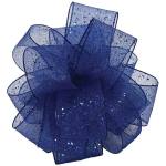 Blue glitter ribbon bow on a white background