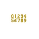 Gold number balloons arranged in two rows on a white background