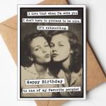 Birthday greeting card with a black-and-white photo and bold text.