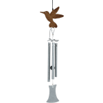 Hanging metal bird wind chime with silver tubes