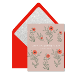 Valentine's Day greeting card in a red envelope