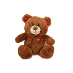 Brown teddy bear with a red heart on its chest