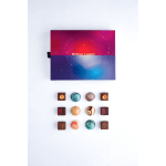 Box of assorted chocolates arranged in rows