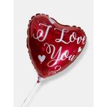 Red heart-shaped balloon with "I Love You" text