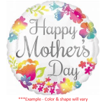 Round 'Happy Mother's Day' balloon with colorful floral graphics on a white background