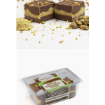 Box of Dubai chocolate fudge topped with pistachios