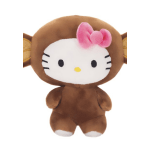 Brown Hello Kitty plush toy with a pink bow