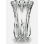Clear faceted glass vase with a flared top