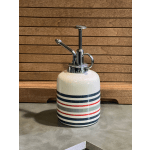 Striped ceramic soap dispenser with chrome pump
