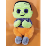 Plush Frankenstein doll with green face and orange pants