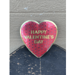 Heart-shaped red Valentine sign with gold border and lettering