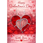 Heart-shaped red and pink Valentine ornament with a ribbon hanger