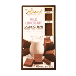 Milk chocolate tasting bar in a boxed package