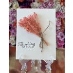 Thinking of you card with a small pink dried flower bundle