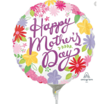 Round balloon with floral border and "Happy Mother's Day" text
