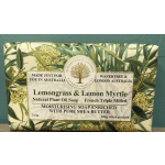 Lemongrass and lemon myrtle soap bar in botanical packaging
