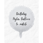 White mylar balloon with birthday text