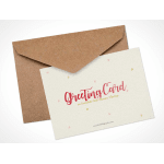 Greeting card mockup with a kraft envelope and white card