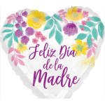 Heart-shaped balloon with floral print and Spanish Mother's Day text