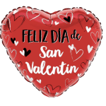 Red heart-shaped balloon with Valentine message and heart graphics