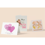 Three folded greeting cards with thank you, mum, and happy birthday designs