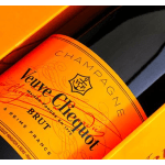 Close-up of a Veuve Clicquot champagne bottle label