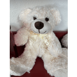 Cream teddy bear with a satin ribbon bow