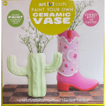 Paint-your-own ceramic vase kit with cactus and cowboy boot vases