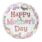 Round balloon with "Happy Mother's Day" text and pastel flower graphics