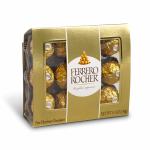 Box of Ferrero Rocher chocolates in gold wrapping