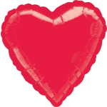 Red heart-shaped foil balloon on a white background