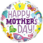Round balloon with "Happy Mother's Day" text and colorful icons