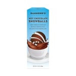 Blue box of Hammond's hot chocolate snowballs with a cup illustration
