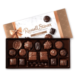 Box of assorted chocolates with a decorative lid