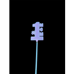 Purple and blue plastic pick with the text #1 MOM on a long stick