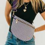 Woven Westlyn Bag- Checkered Navy