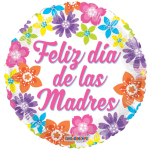 Round floral balloon with "Feliz dia de las Madres" text