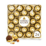 Box of Ferrero Rocher chocolates with gold wrappers