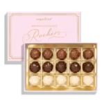 Box of assorted chocolates in a pink gift box