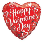 Red heart-shaped balloon with "Happy Valentine's Day" text and heart graphics