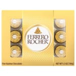 Ferrero Rocher chocolates in a gold gift box