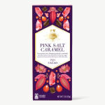 Box of pink salt caramel dark chocolate