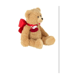 Teddy bear with a red bow and heart-shaped gift card holder