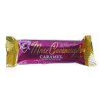 Wrapped caramel chocolate bar with gold ends